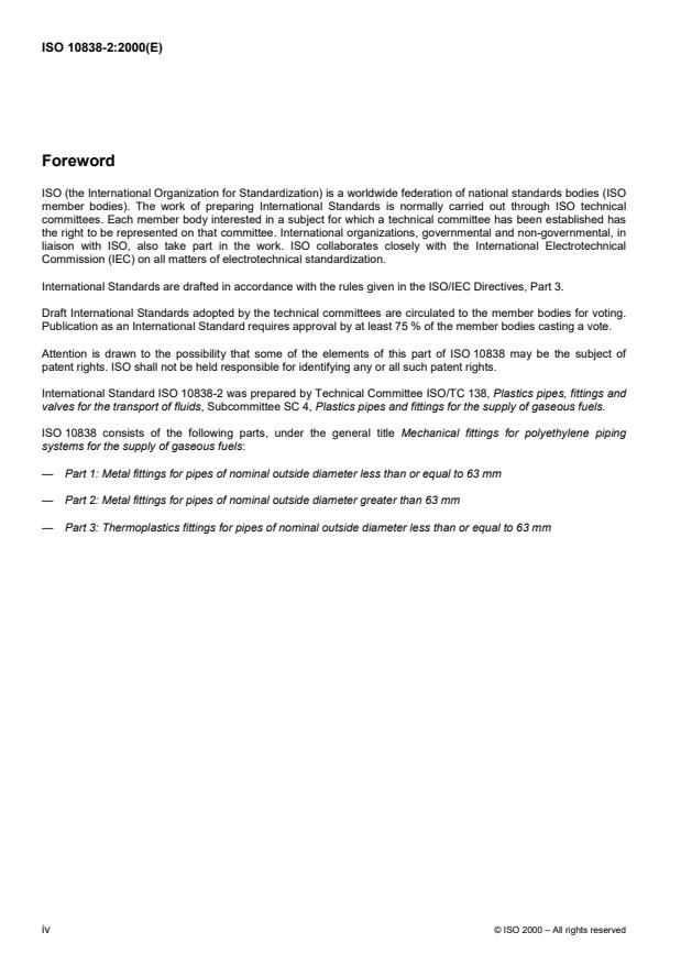 ISO 10838-2:2000 ISO 10838-2:2000 - Mechanical fittings for polyethylene piping systems for the supply of gaseous fuels - Page 4 preview