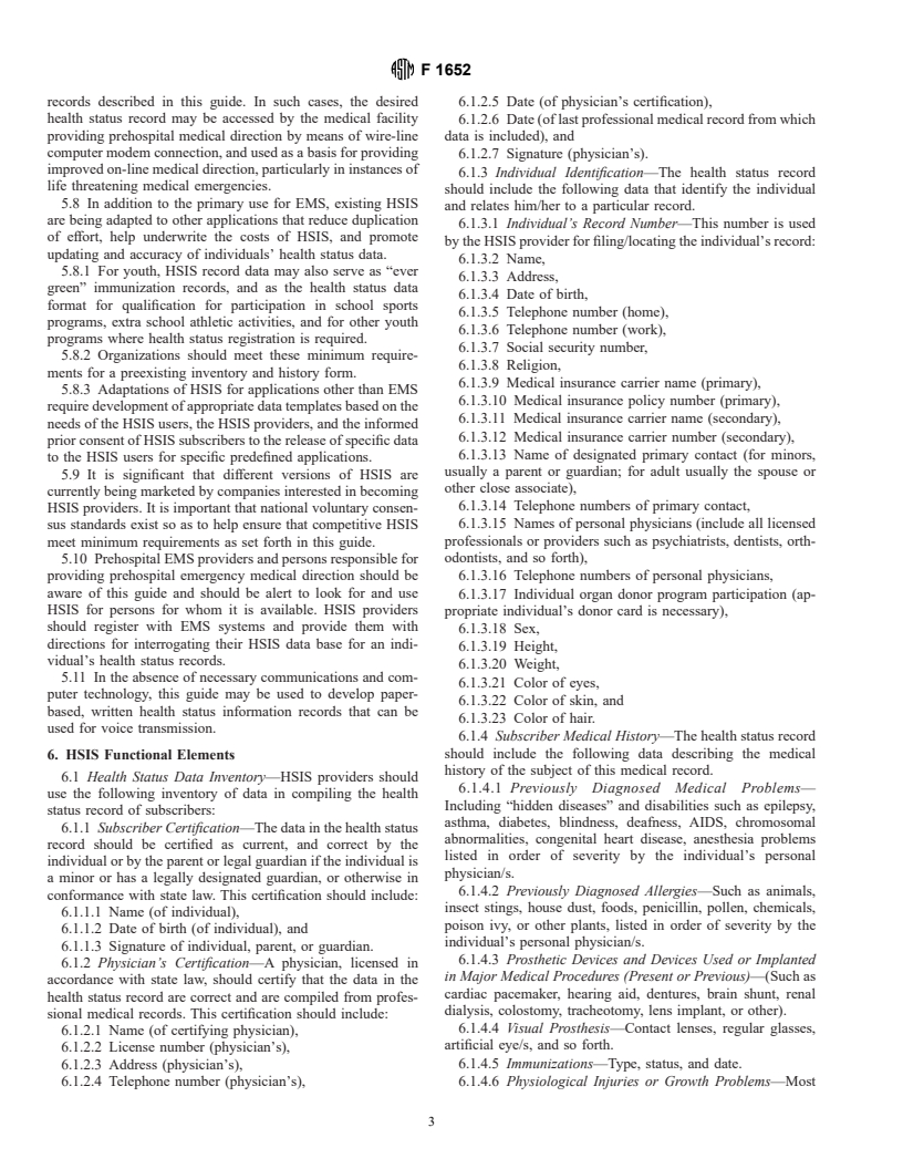 ASTM F1652-95 - Standard Guide for Providing Essential Data Needed in Advance for Prehospital Emergency Medical Services