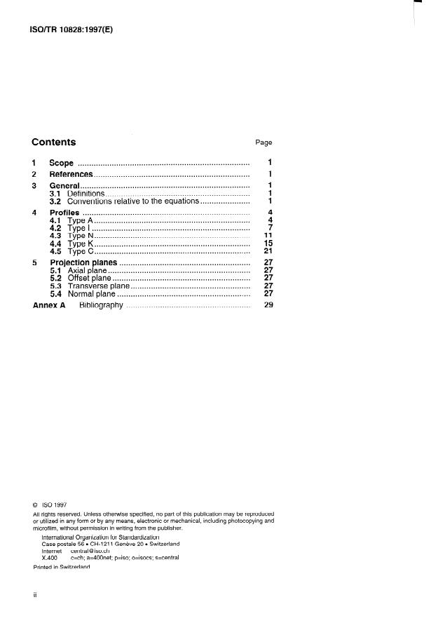 ISO/TR 10828:1997 ISO/TR 10828:1997 - Worm gears -- Geometry of worm profiles - Page 2 preview