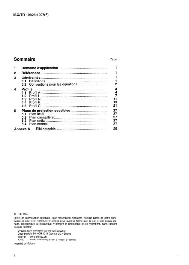 ISO/TR 10828:1997 ISO/TR 10828:1997 - Engrenages a vis cylindriques -- Géométrie des profils de vis - Page 2 preview
