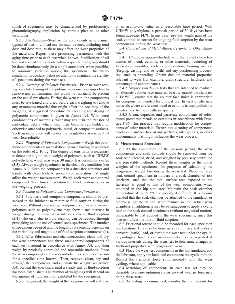 ASTM F1714-96 - Standard Guide for Gravimetric Wear Assessment of Prosthetic Hip-Designs in Simulator Devices