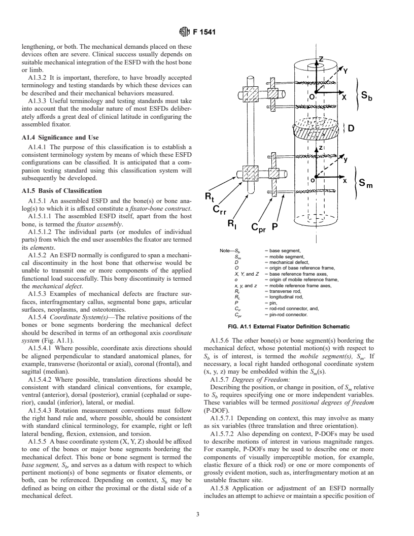 ASTM F1541-99 - Standard Specification and Test Methods for External Skeletal Fixation Devices