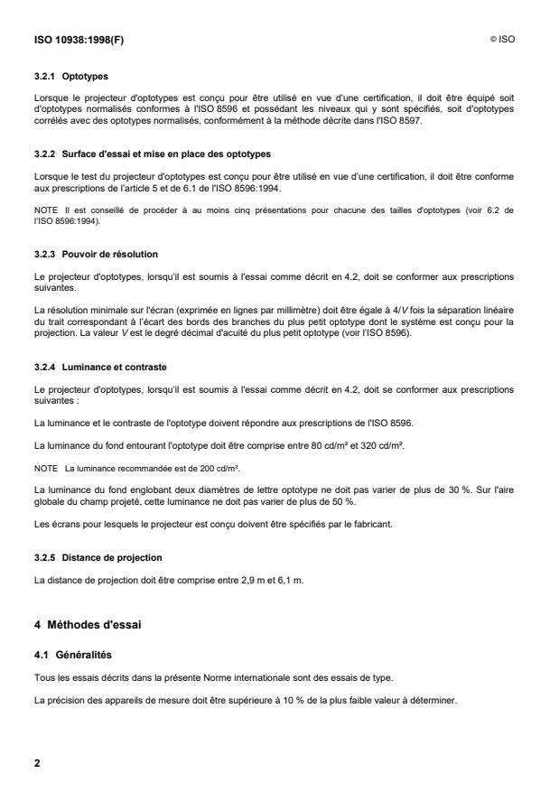 ISO 10938:1998 ISO 10938:1998 - Instruments ophtalmiques -- Projecteurs d'optotypes - Page 4 preview