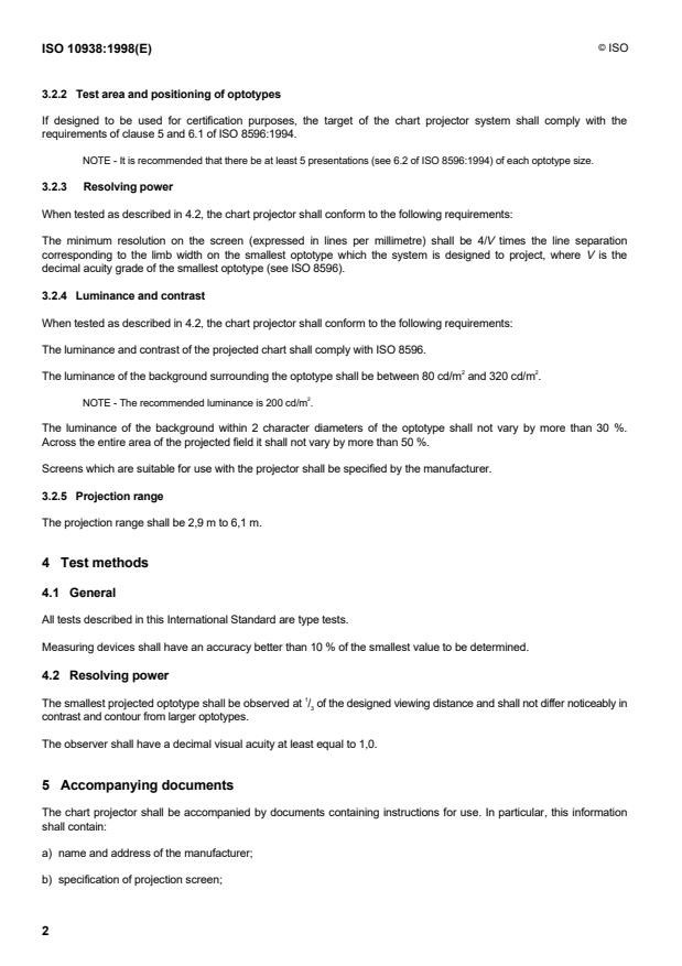 ISO 10938:1998 ISO 10938:1998 - Ophthalmic instruments -- Chart projectors - Page 4 preview