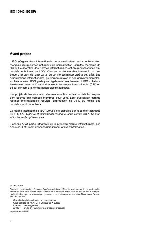 ISO 10942:1998 ISO 10942:1998 - Instruments ophtalmiques -- Ophtalmoscopes directs - Page 2 preview