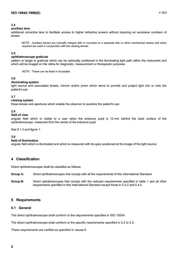 ISO 10942:1998 ISO 10942:1998 - Ophthalmic instruments -- Direct ophthalmoscopes - Page 4 preview