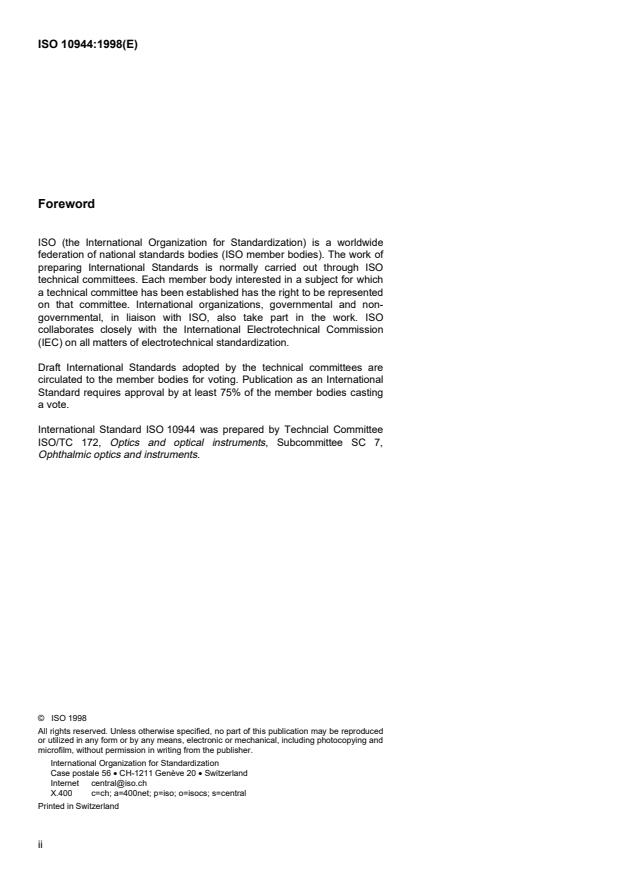 ISO 10944:1998 ISO 10944:1998 - Ophthalmic instruments -- Synoptophores - Page 2 preview
