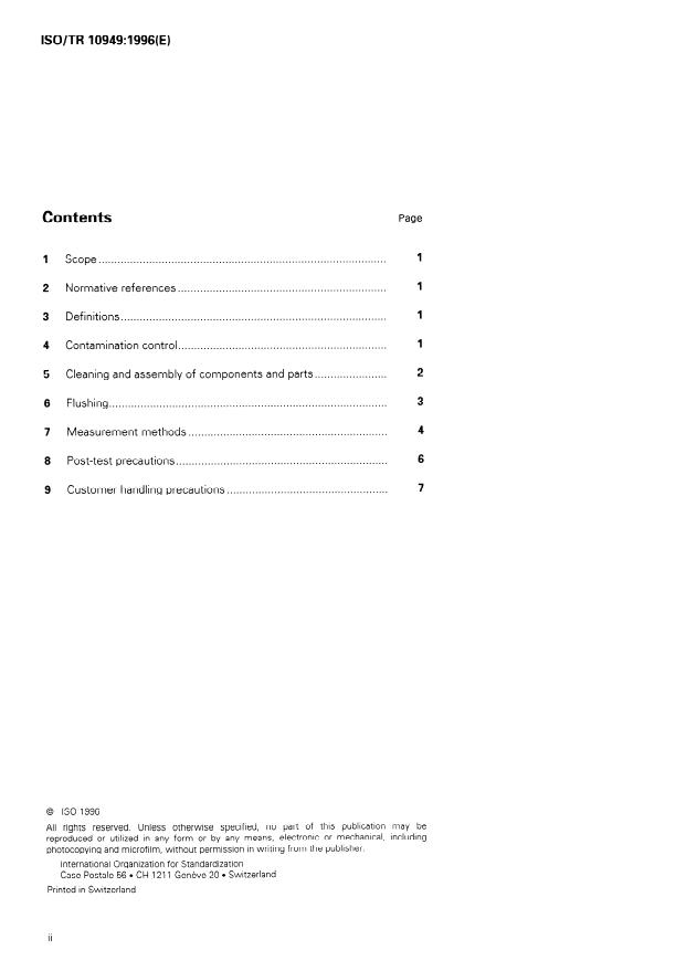 ISO/TR 10949:1996 ISO/TR 10949:1996 - Hydraulic fluid power -- Methods for cleaning and for assessing the cleanliness level of components - Page 2 preview