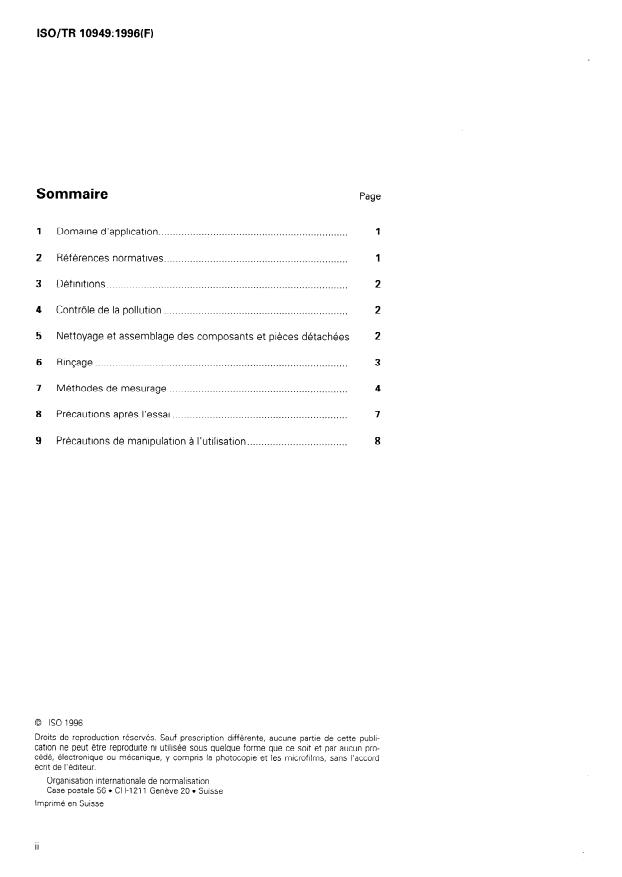 ISO/TR 10949:1996 ISO/TR 10949:1996 - Transmissions hydrauliques -- Méthodes de nettoyage et d'évaluation du niveau de propreté des composants - Page 2 preview
