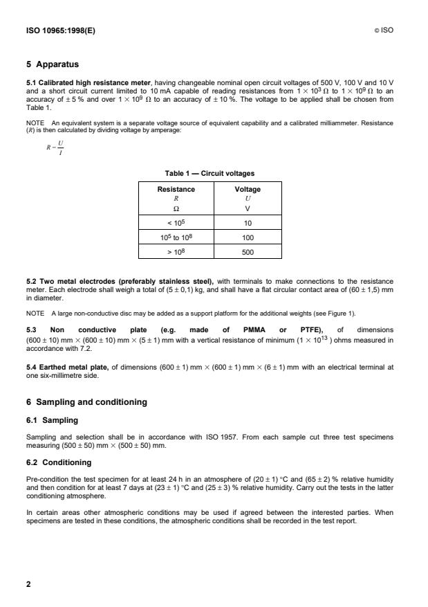 ISO 10965:1998 ISO 10965:1998 - Textile floor coverings -- Determination of electrical resistance - Page 4 preview
