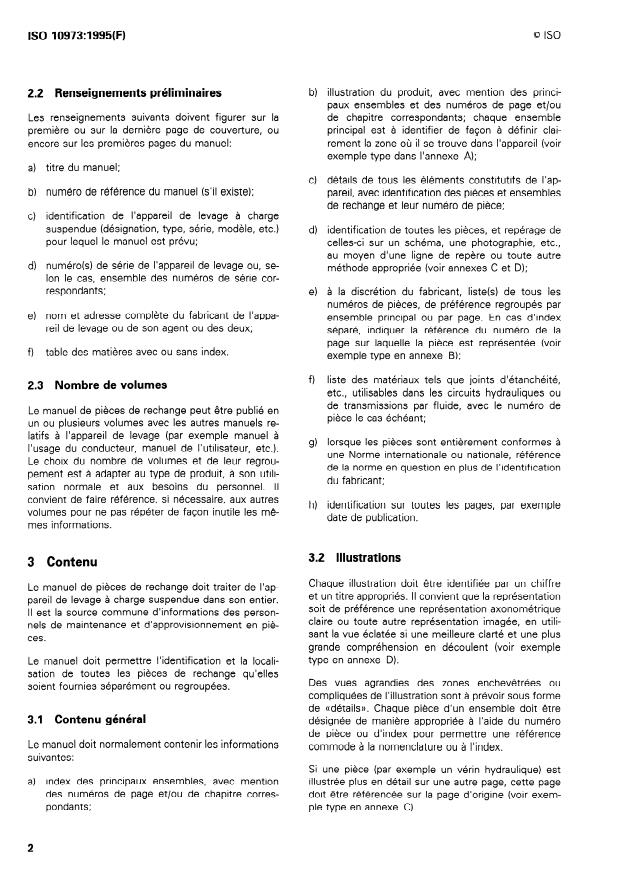 ISO 10973:1995 ISO 10973:1995 - Appareils de levage a charge suspendue -- Manuel de pieces de rechange - Page 4 preview
