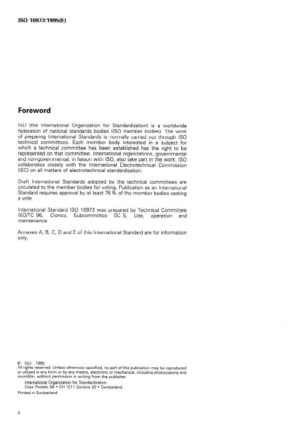 ISO 10973:1995 ISO 10973:1995 - Cranes -- Spare parts manual - Page 2 preview