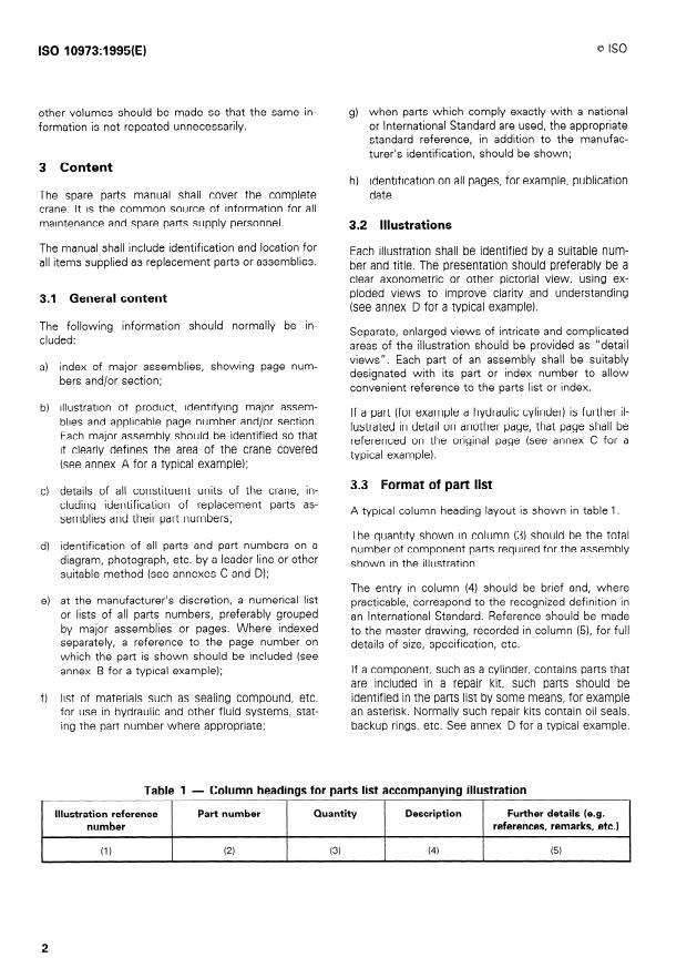 ISO 10973:1995 ISO 10973:1995 - Cranes -- Spare parts manual - Page 4 preview