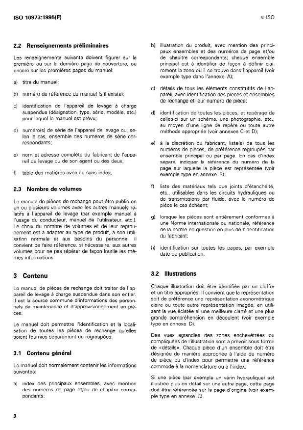 ISO 10973:1995 ISO 10973:1995 - Appareils de levage a charge suspendue -- Manuel de pieces de rechange - Page 4 preview