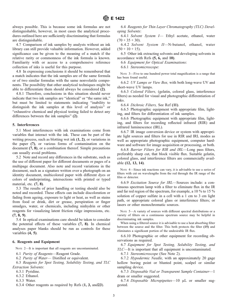 ASTM E1422-98 - Standard Guide for Test Methods for Forensic Writing Ink Comparison