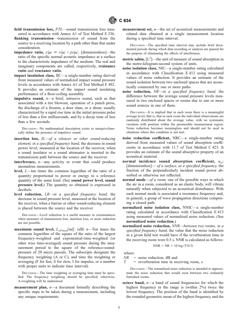 ASTM C634-01 - Standard Terminology Relating to Environmental Acoustics