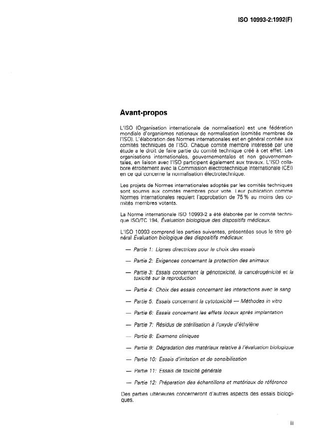 ISO 10993-2:1992 - Évaluation biologique des dispositifs médicaux
