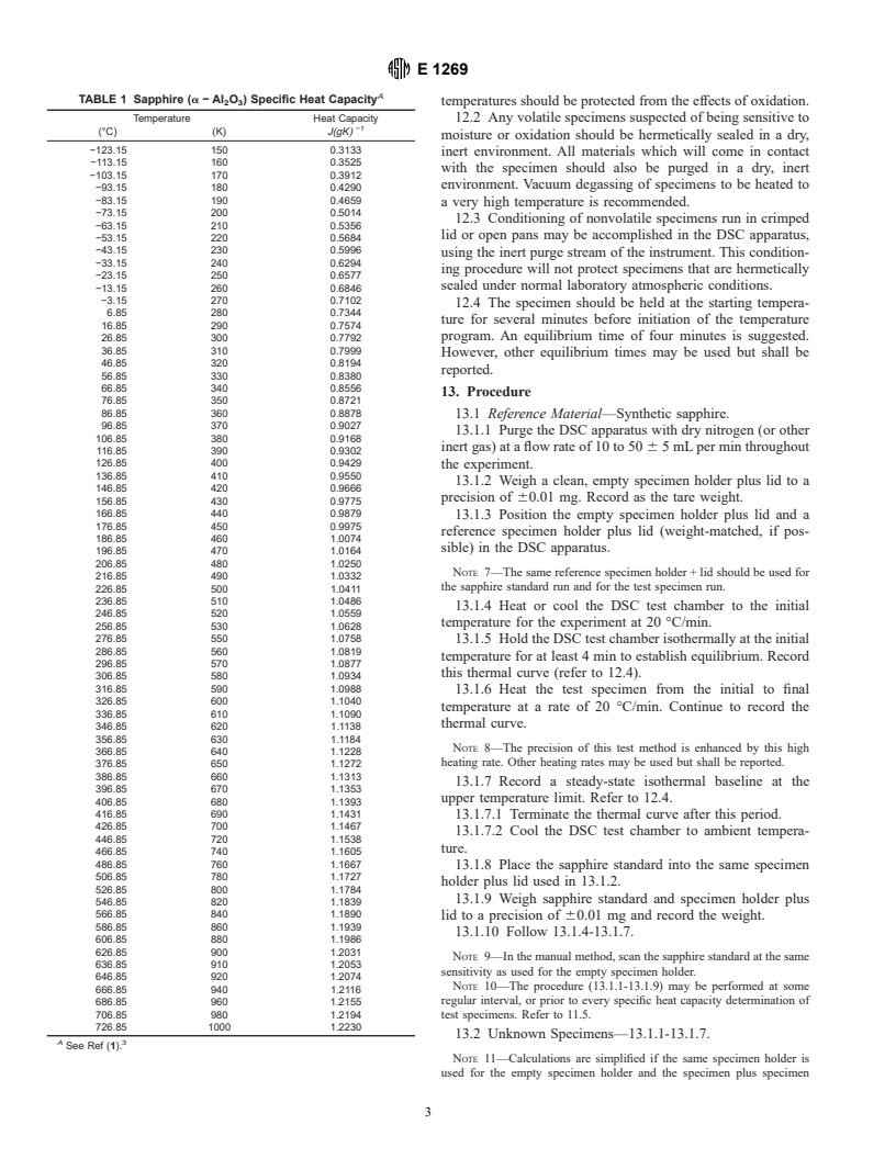 ASTM E1269-99 - Standard Test Method for Determining Specific Heat Capacity by Differential Scanning Calorimetry