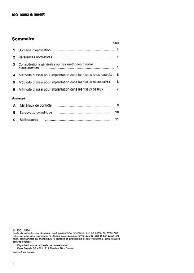 ISO 10993-6:1994 ISO 10993-6:1994 - Évaluation biologique des dispositifs médicaux - Page 2 preview