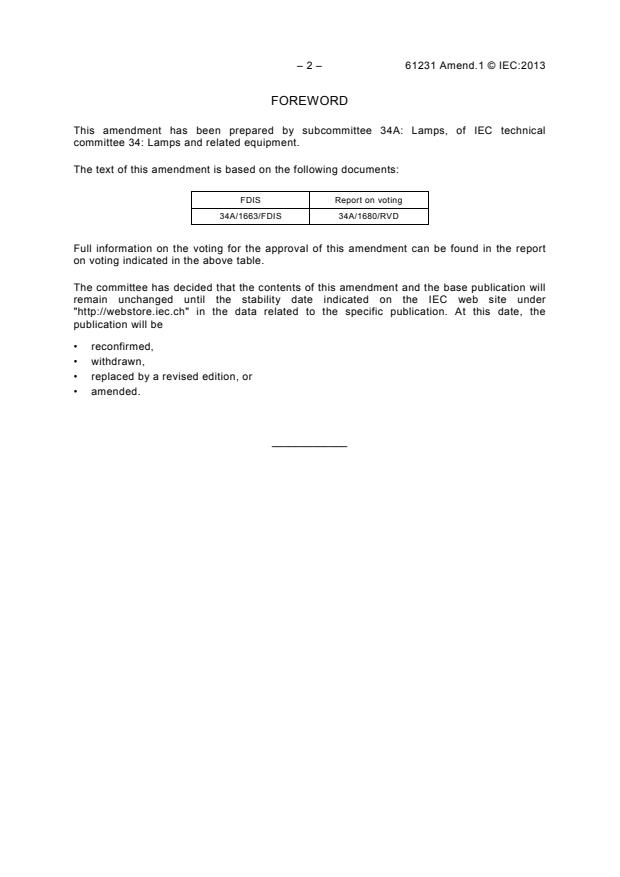 IEC 61231:2010/AMD1:2013 IEC 61231:2010/AMD1:2013 - Amendment 1 - International lamp coding system (ILCOS) - Page 4 preview