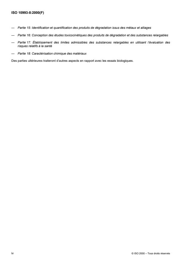 ISO 10993-8:2000 ISO 10993-8:2000 - Évaluation biologique des dispositifs médicaux - Page 4 preview
