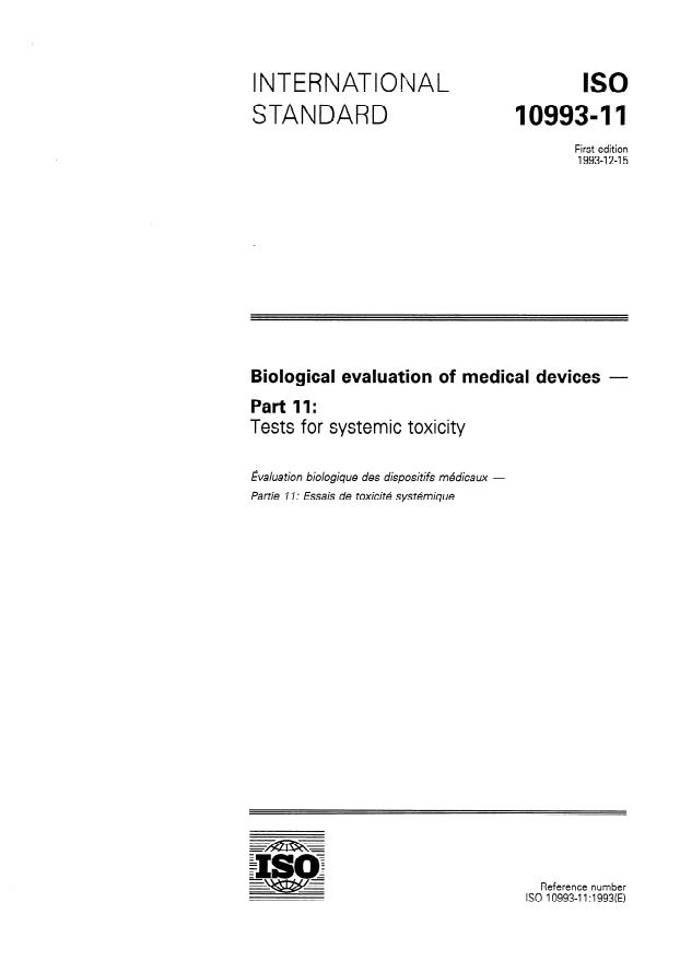 ISO 10993-11:1993 - Biological evaluation of medical devices
