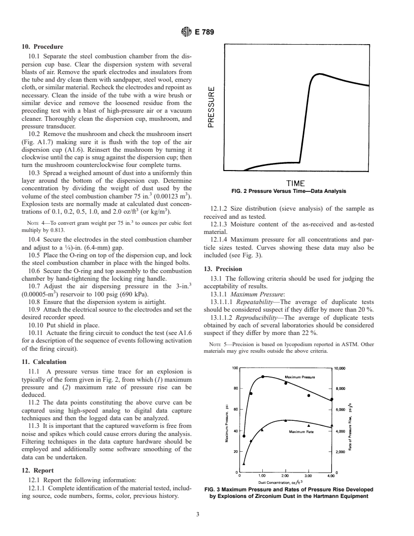 ASTM E789-95 - Standard Test Method for Dust Explosions in a 1.2-Litre Closed Cylindrical Vessel