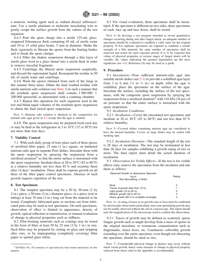 ASTM G21-96(2002) - Standard Practice for Determining Resistance of Synthetic Polymeric Materials to Fungi