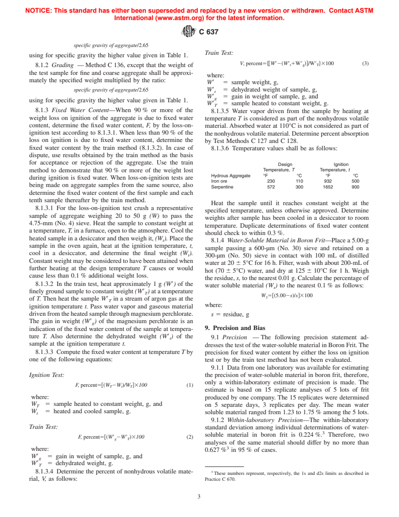 ASTM C637-98a - Standard Specification for Aggregates for Radiation-Shielding Concrete