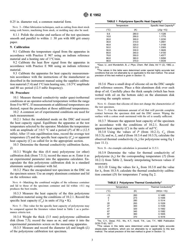 ASTM E1952-98 - Standard Test Method for Thermal Conductivity and Thermal Diffusivity by Modulated Temperature Differential Scanning Calorimetry