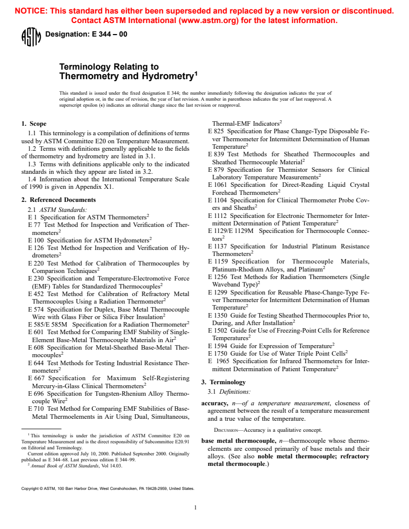 ASTM E344-00 - Terminology Relating to Thermometry and Hydrometry