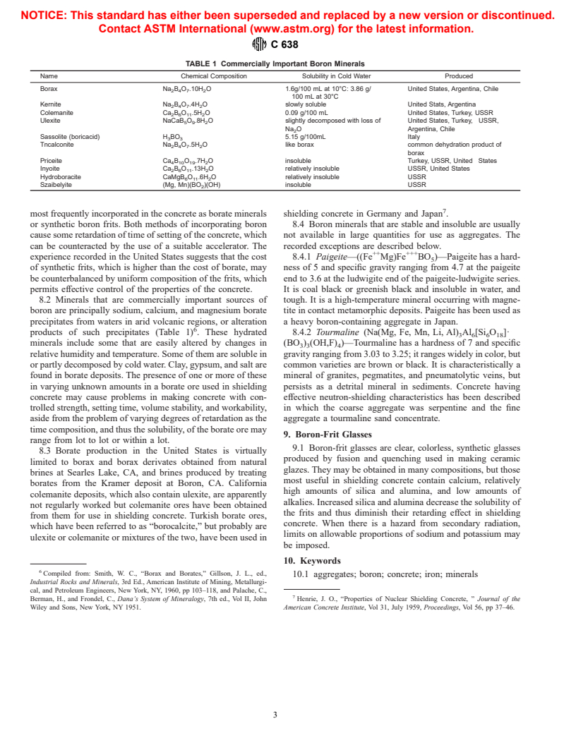 ASTM C638-92(1997) - Standard Descriptive Nonmenclature of Constituents of Aggregates for Radiation-Shielding Concrete
