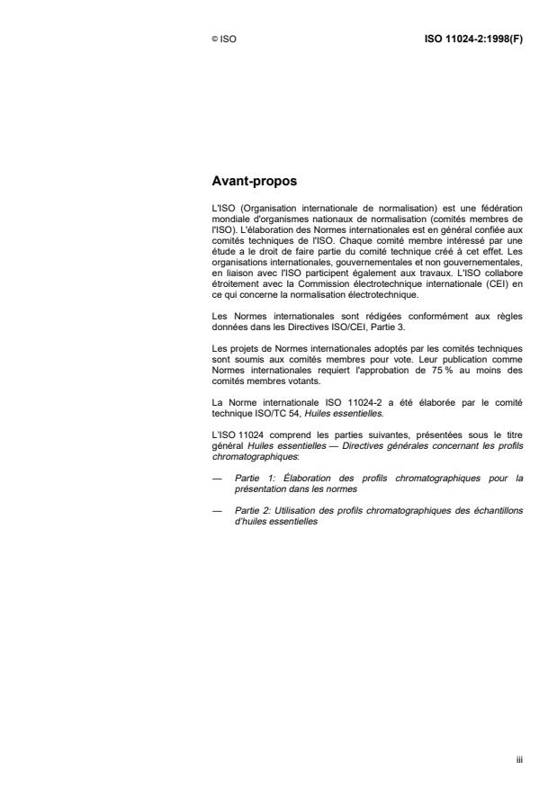 ISO 11024-2:1998 - Huiles essentielles -- Directives générales concernant les profils chromatographiques