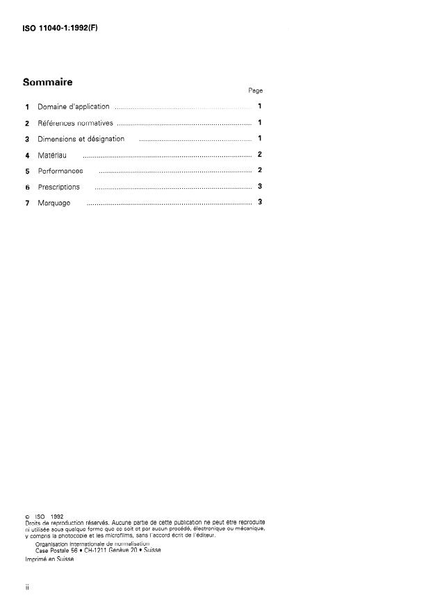 ISO 11040-1:1992 ISO 11040-1:1992 - Seringues préremplies - Page 2 preview