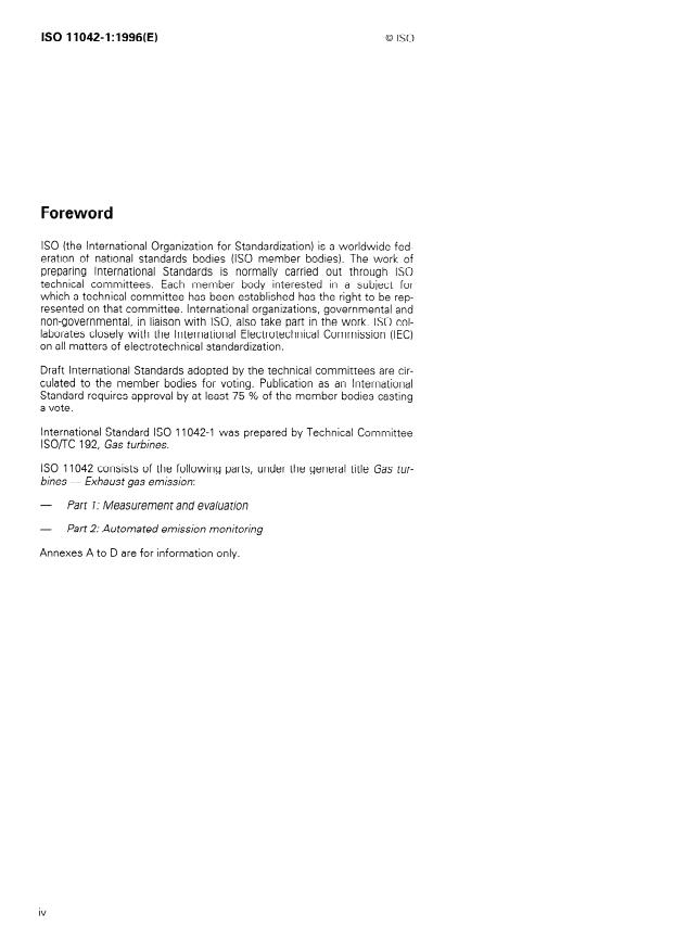 ISO 11042-1:1996 ISO 11042-1:1996 - Gas turbines -- Exhaust gas emission - Page 4 preview
