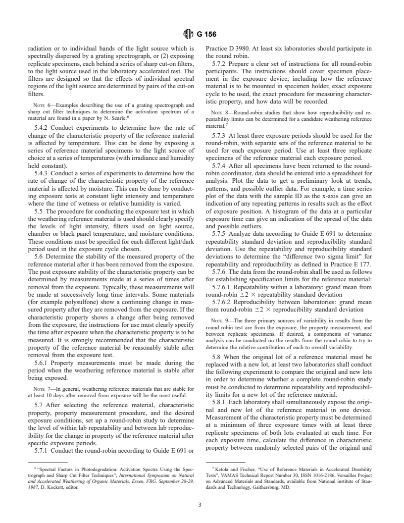 ASTM G156-97 - Standard Practice for Selecting and Characterizing Weathering Reference Materials Used to Monitor Consistency of Conditions in an Exposure Test