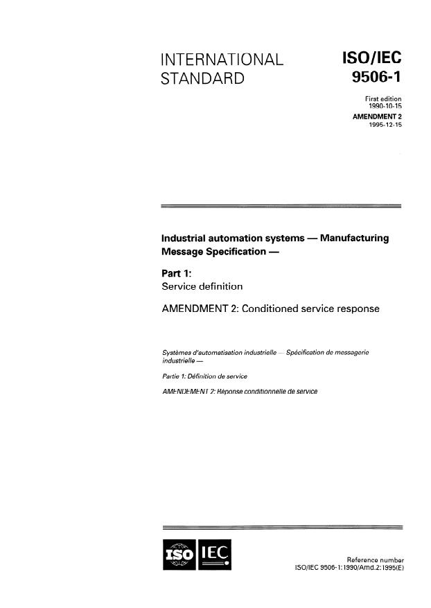 ISO/IEC 9506-1:1990/Amd 2:1995 - Conditioned service response