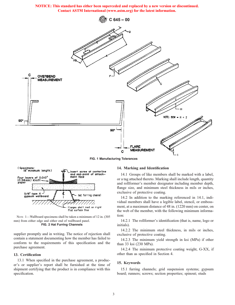 ASTM C645-00 - Standard Specification for Nonstructural Steel Framing Members