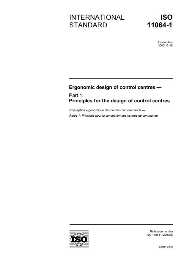 ISO 11064-1:2000 - Ergonomic design of control centres