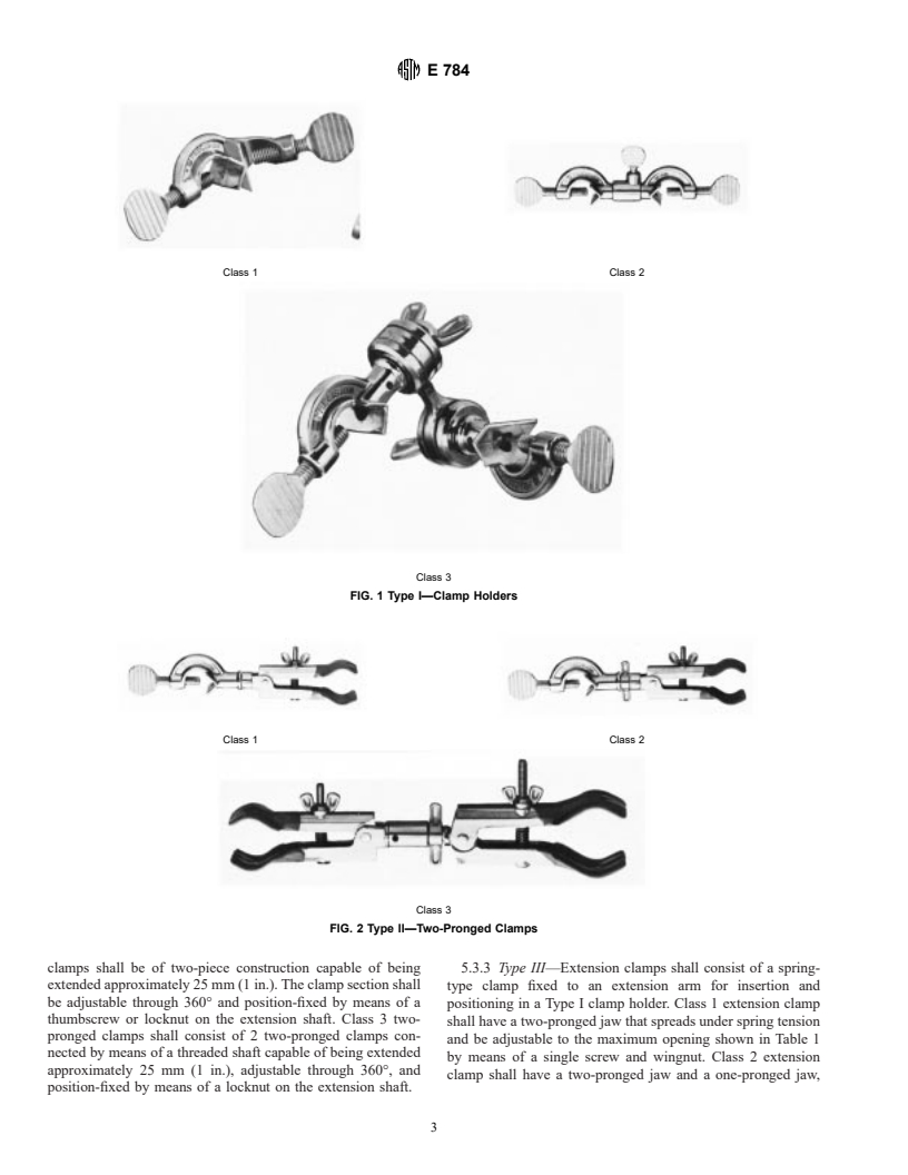 ASTM E784-89(1996) - Standard Specification for Clamps, Utility, Laboratory, and Holders, Buret and Clamp