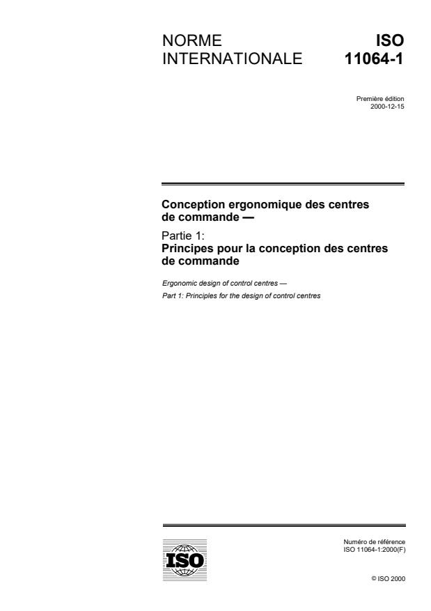 ISO 11064-1:2000 - Conception ergonomique des centres de commande