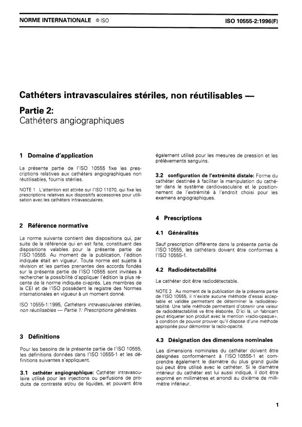 ISO 10555-2:1996 - Cathéters intravasculaires stériles, non réutilisables