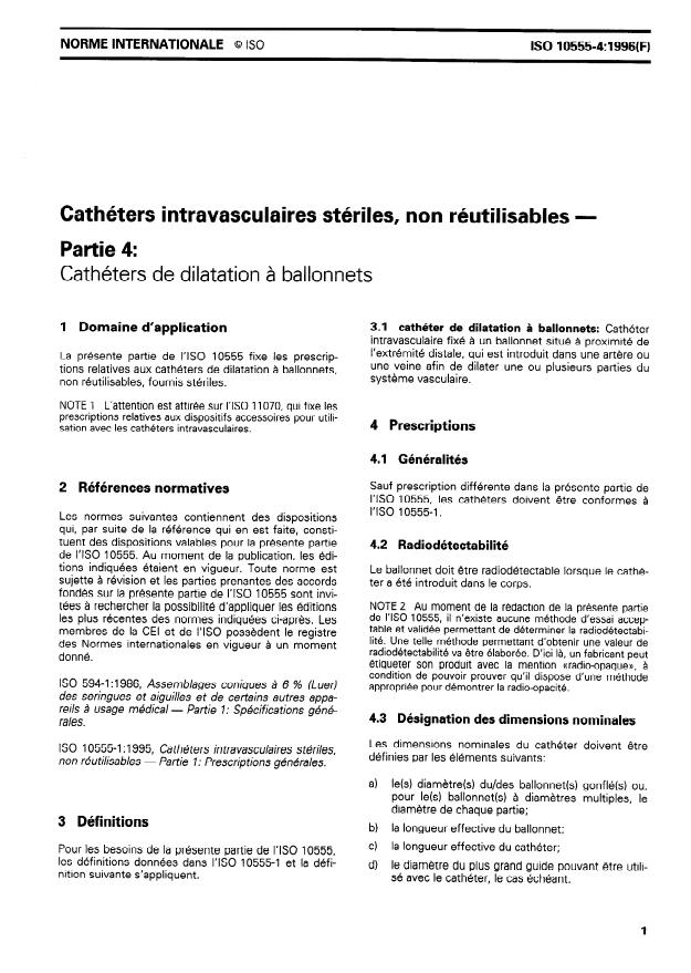 ISO 10555-4:1996 - Cathéters intravasculaires stériles, non réutilisables