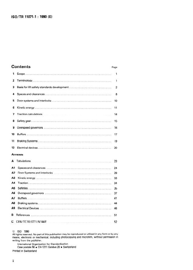 ISO/TR 11071-1:1990 ISO/TR 11071-1:1990 - Comparison of worldwide lift safety standards - Page 2 preview
