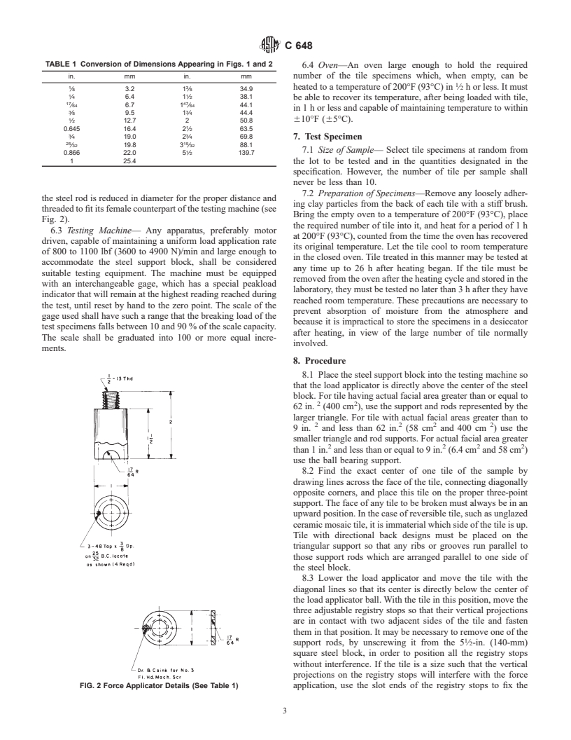 ASTM C648-98 - Standard Test Method for Breaking Strength of Ceramic Tile