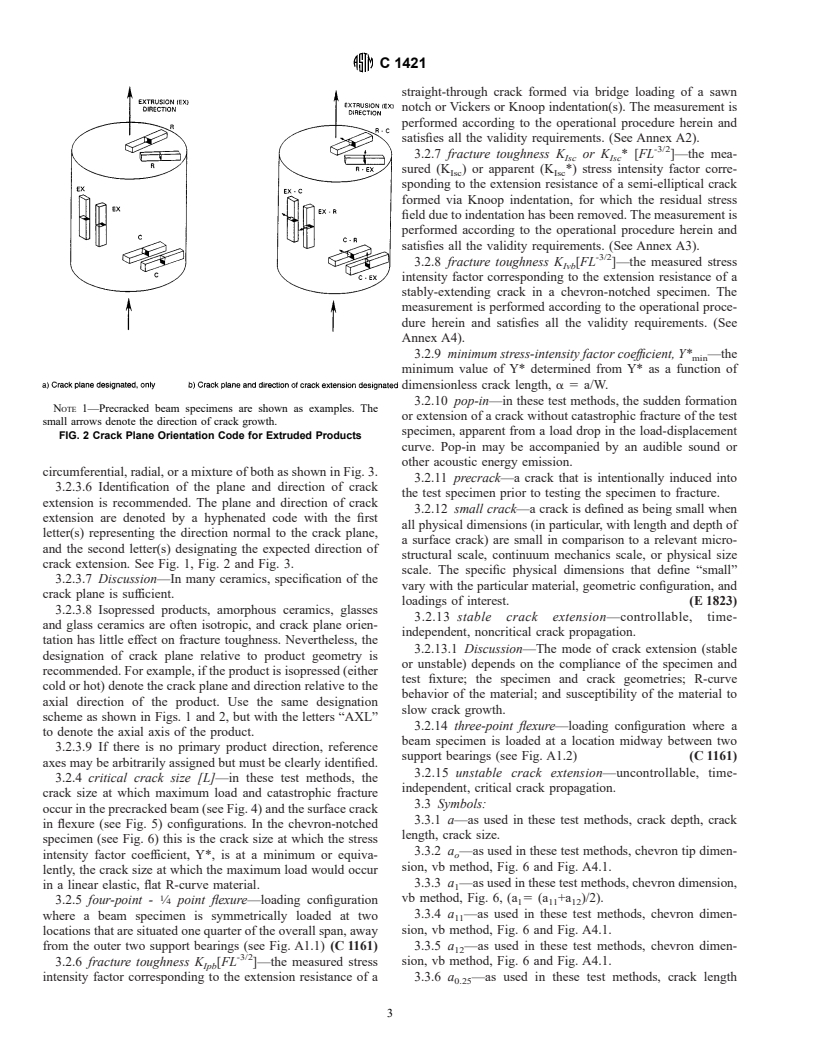 ASTM C1421-99 - Standard Test Methods for Determination of Fracture Toughness of Advanced Ceramics at Ambient Temperatures