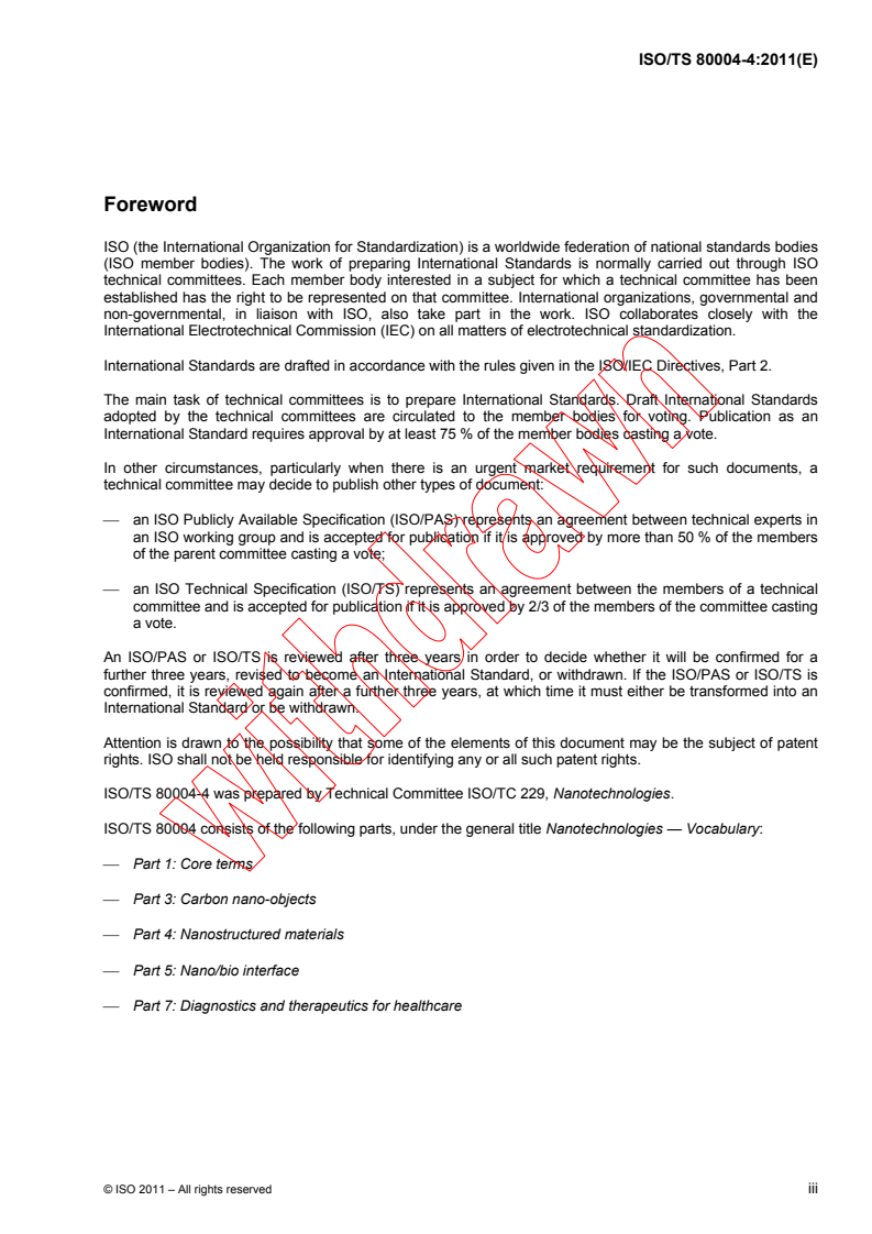 ISO TS 80004-4:2011 - Nanotechnologies - Vocabulary - Part 4: Nanostructured materials
Released:12/1/2011