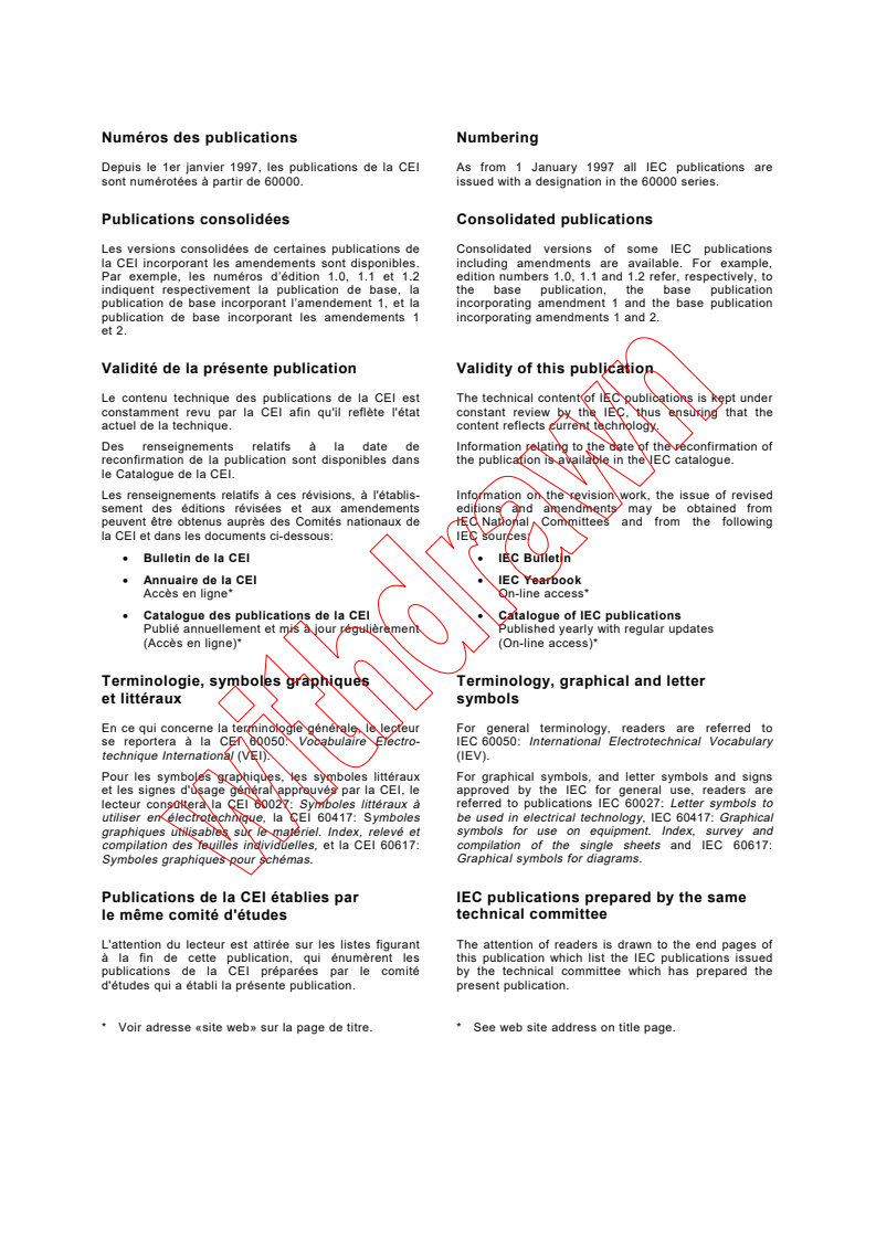 IEC 60245-1:1994 IEC 60245-1:1994+AMD1:1997+AMD2:1997 CSV - Rubber insulated cables - Rated voltages up to and including 450/750 V - Part 1: General requirements
Released:2/19/1998
Isbn:2831842557 - Page 2 preview