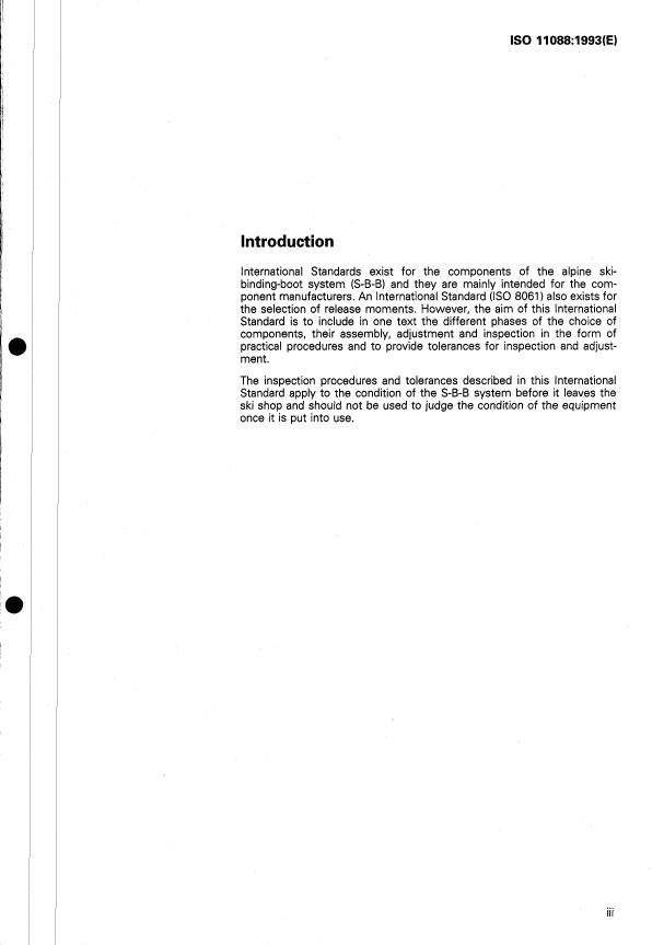 ISO 11088:1993 - Assembly, adjustment and inspection of an alpine ski-binding-boot (S-B-B) system