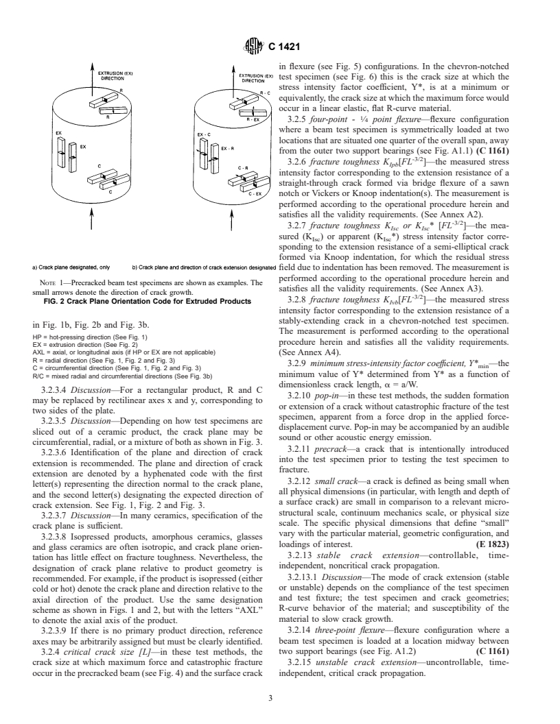 ASTM C1421-01a - Standard Test Methods for Determination of Fracture Toughness of Advanced Ceramics at Ambient Temperatures